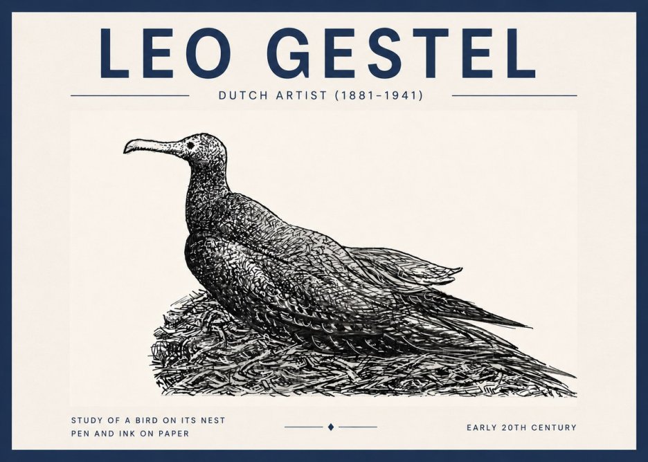 Leo Gestel Study of a Bird on Its Nest No6 - Affiche