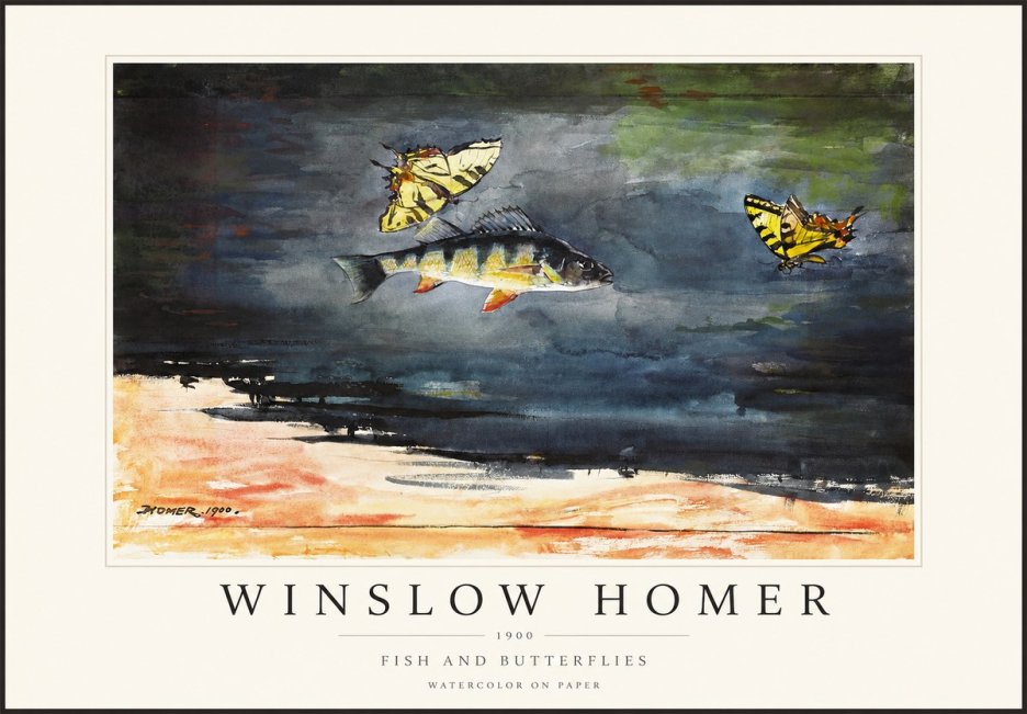 Winslow Homer Fish and Butterflies No1 - Affiche