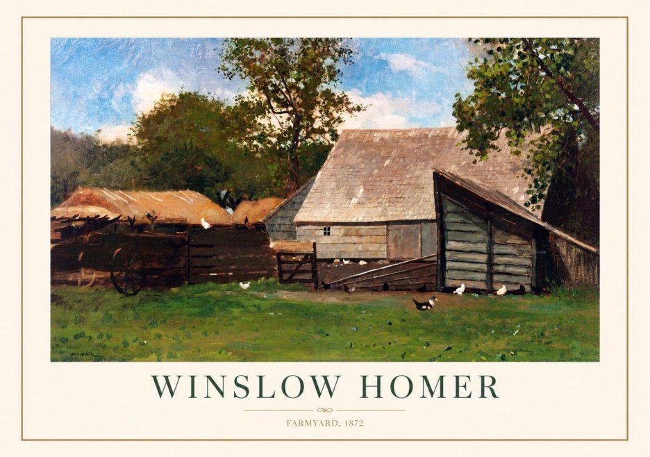 Winslow Homer Farmyard, 1872 No1 - Affiche