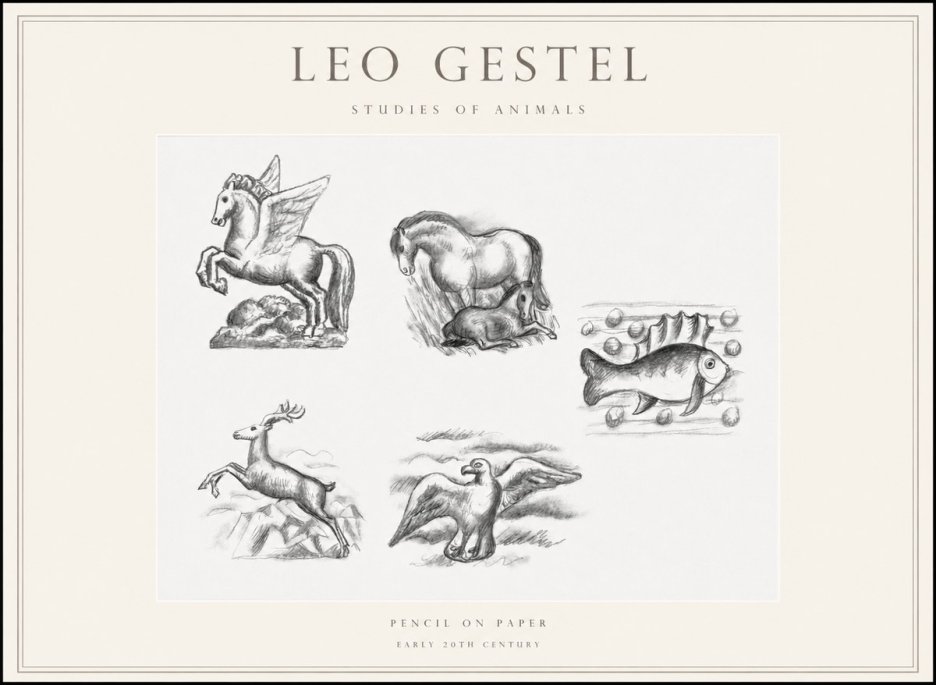 Leo Gestel Studies of Animals No1 - Affiche