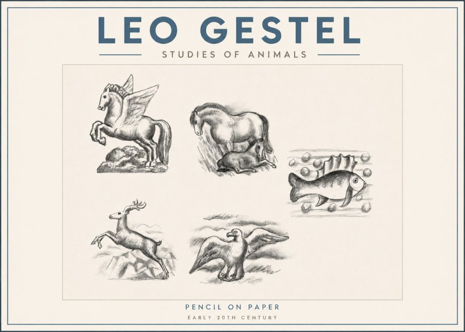 Leo Gestel Studies of Animals No2 - Affiche