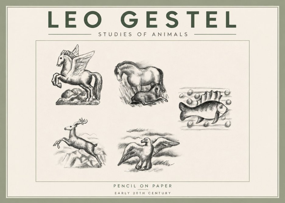 Leo Gestel Studies of Animals No3 - Affiche