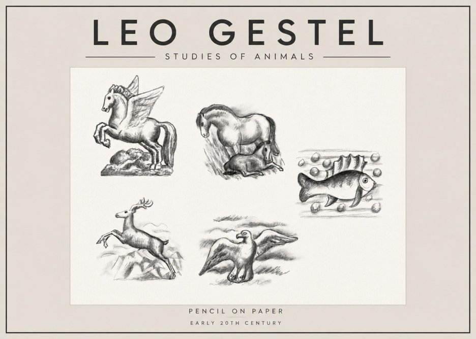 Leo Gestel Studies of Animals No4 - Affiche
