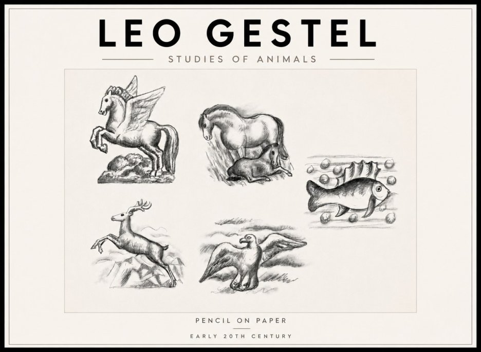 Leo Gestel Studies of Animals No6 - Affiche