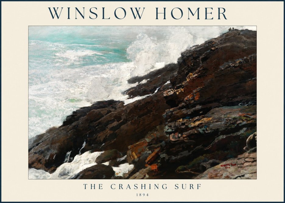 Winslow Homer The Crashing Surf No1 - Affiche