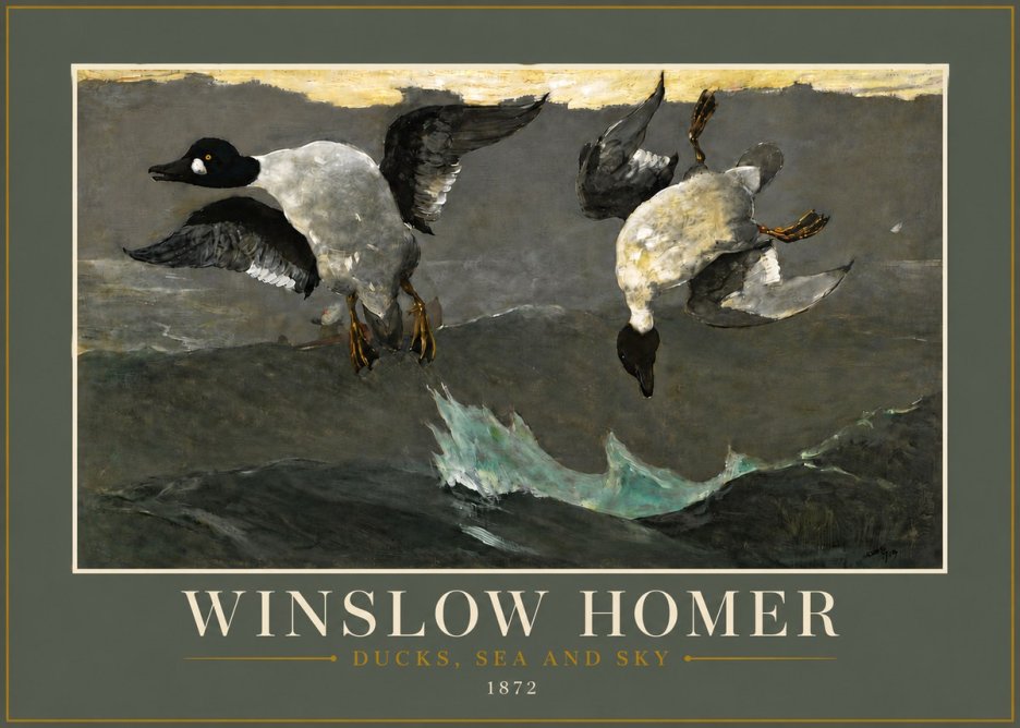 Winslow Homer Ducks, Sea and Sky No6 - Affiche