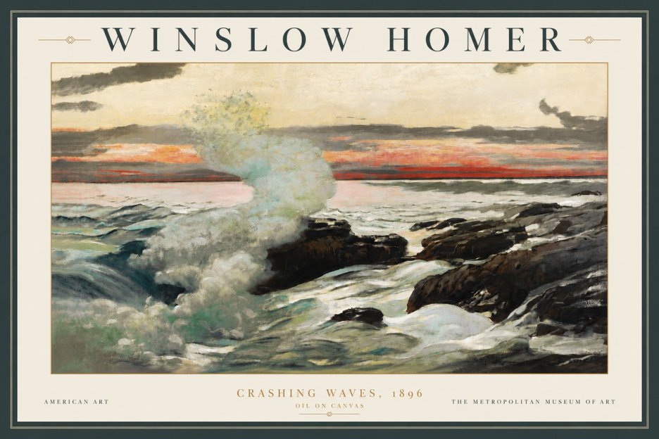 Winslow Homer Crashing Waves, 1896 No3 - Affiche