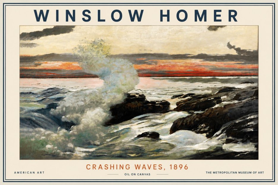 Winslow Homer Crashing Waves, 1896 No5 - Affiche