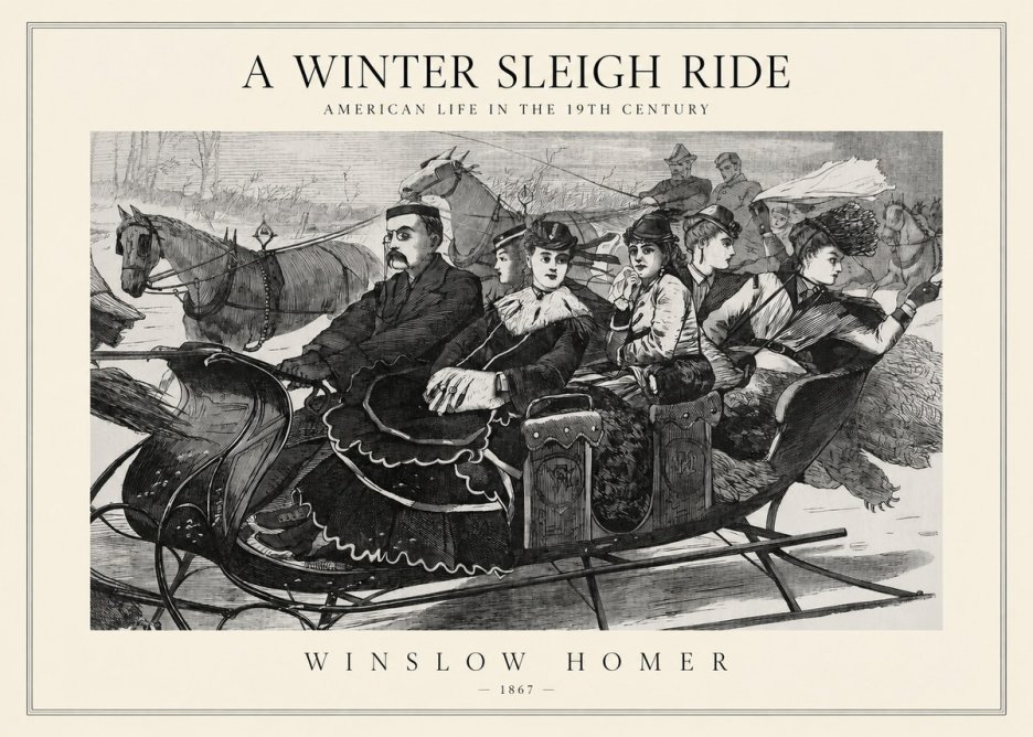 Winslow Homer A Winter Sleigh Ride - American Life in the 19Th Century No1 - Affiche