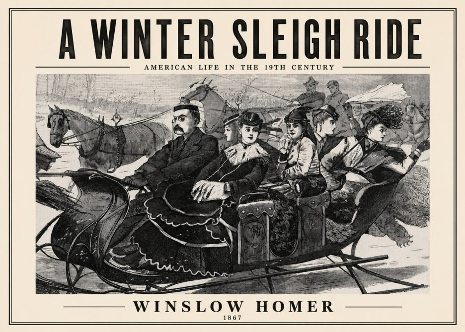 Winslow Homer A Winter Sleigh Ride - American Life in the 19Th Century No2 - Affiche