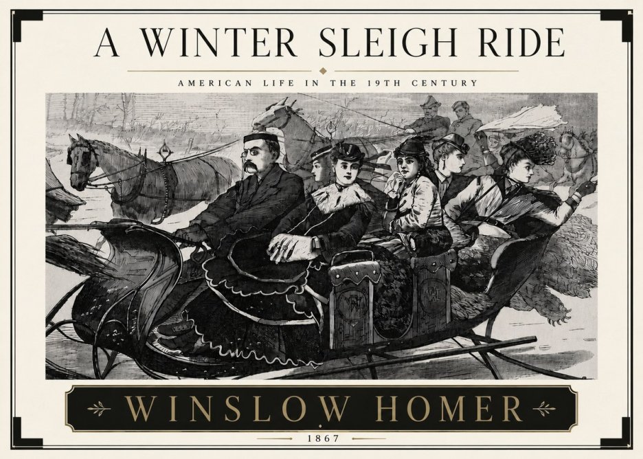 Winslow Homer A Winter Sleigh Ride - American Life in the 19Th Century No5 - Affiche