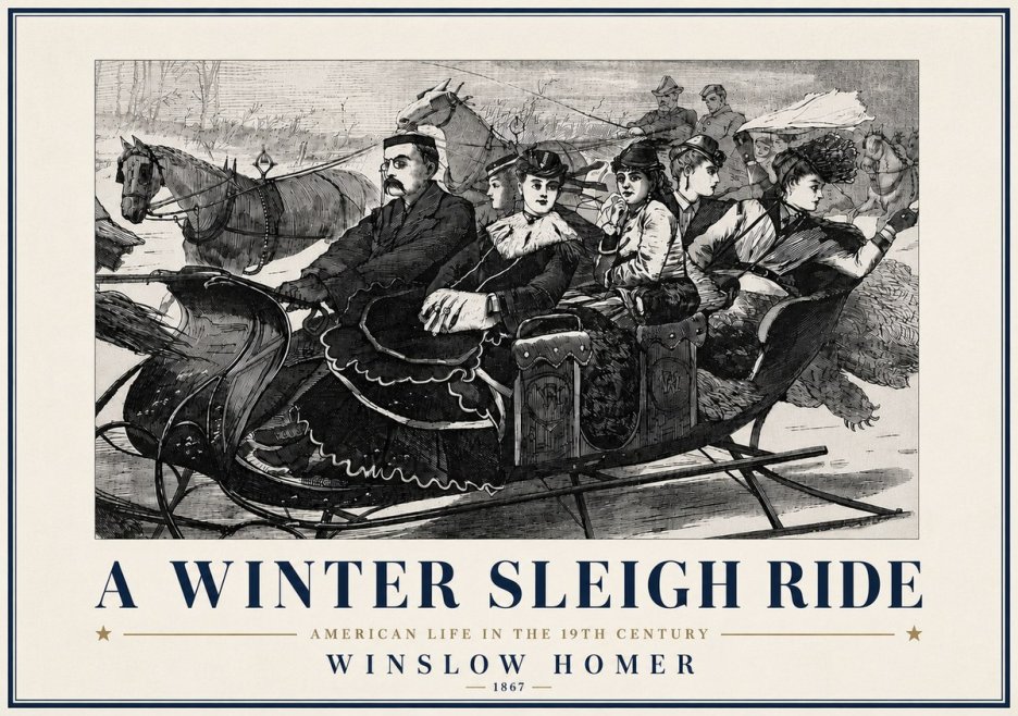 Winslow Homer A Winter Sleigh Ride - American Life in the 19Th Century No6 - Affiche