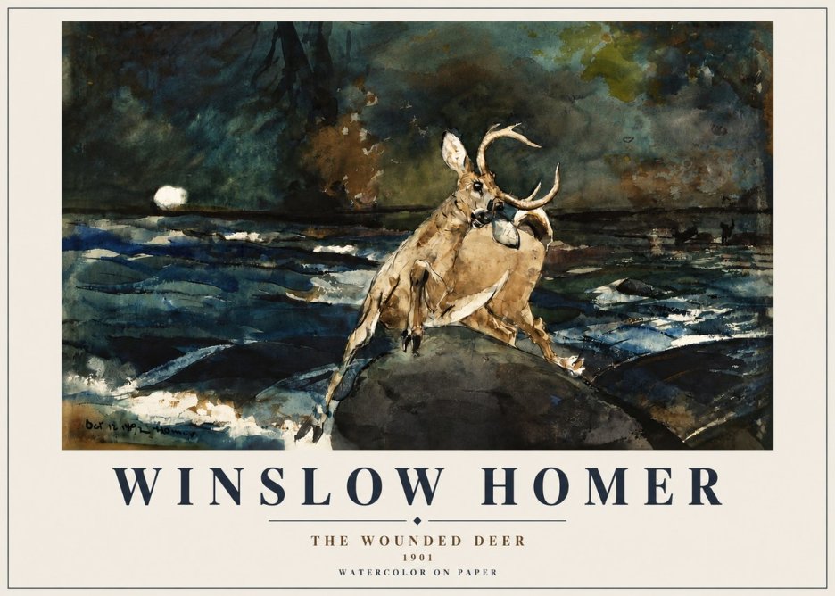 Winslow Homer The Wounded Deer No3 - Affiche
