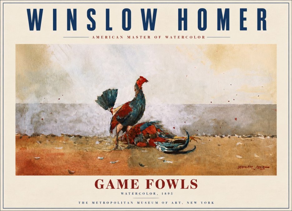 Winslow Homer Game Fowls No6 - Affiche