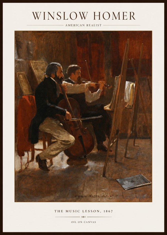 Winslow Homer The Music Lesson, 1867 No1 - Affiche