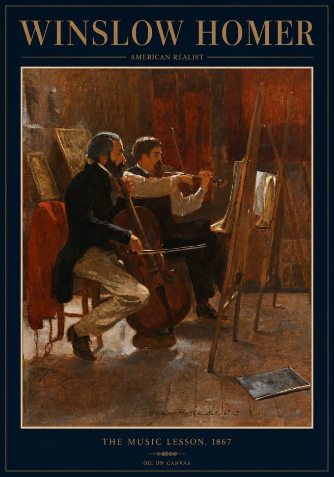 Winslow Homer The Music Lesson, 1867 No2 - Affiche