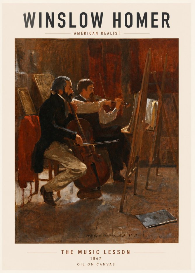 Winslow Homer The Music Lesson, 1867 No3 - Affiche