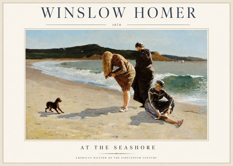Winslow Homer At the Seashore No2 - Affiche