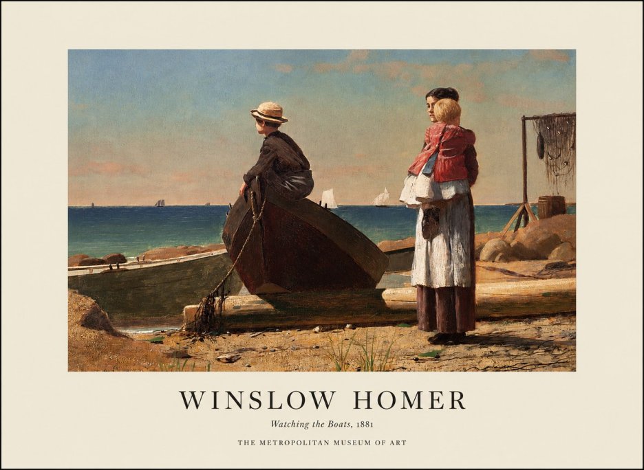 Winslow Homer Watching the Boats, 1881 No1 - Affiche