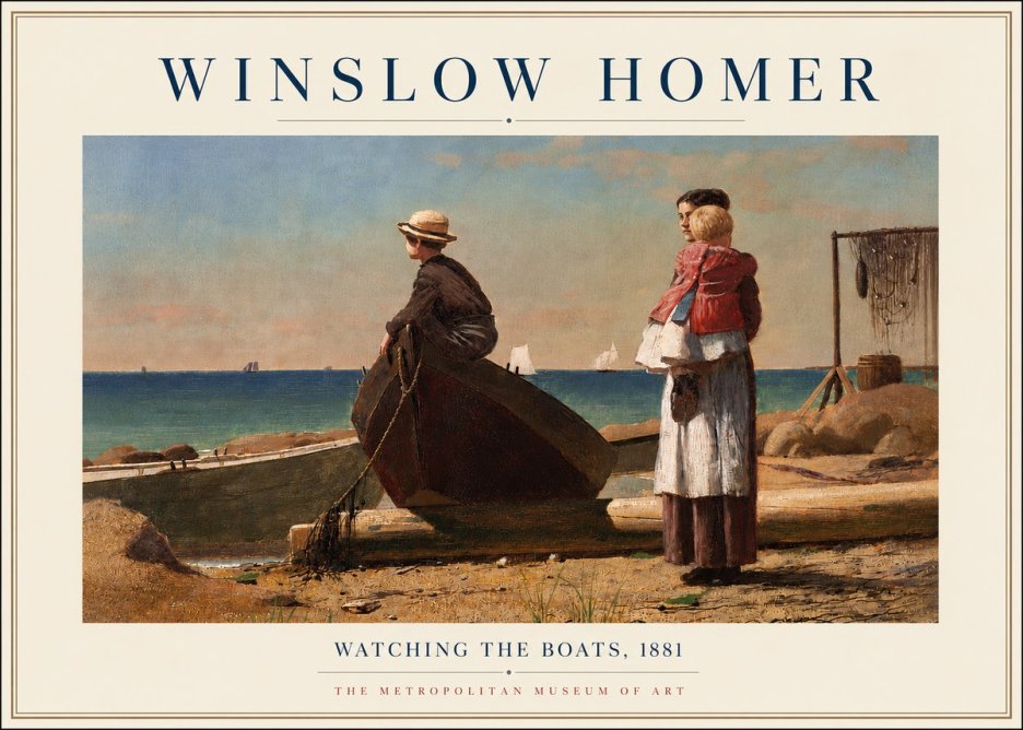 Winslow Homer Watching the Boats, 1881 No5 - Affiche