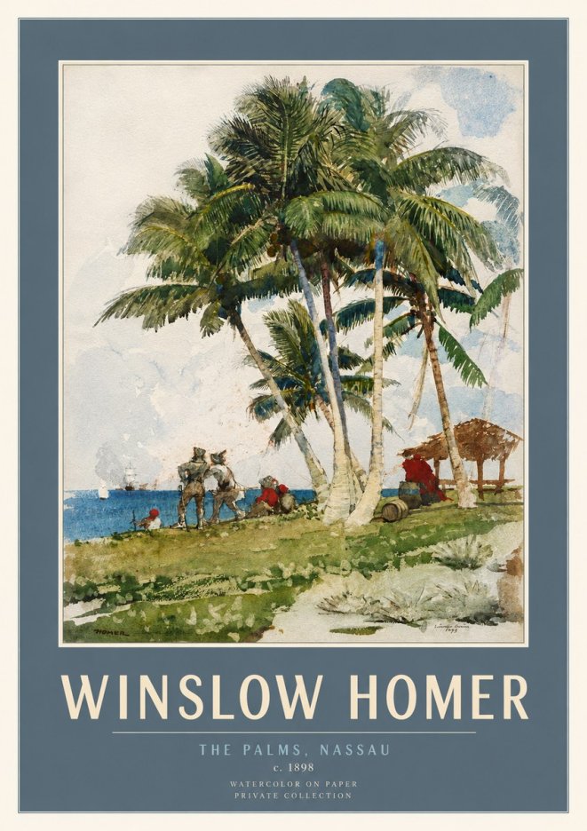 Winslow Homer The Palms, Nassau No3 - Affiche