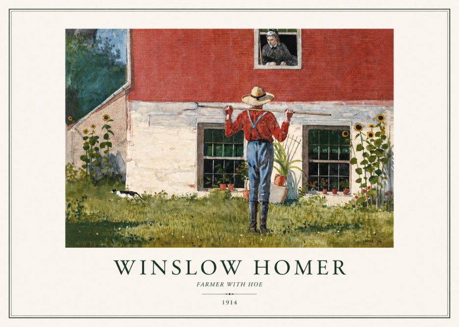 Winslow Homer Farmer with Hoe No1 - Affiche