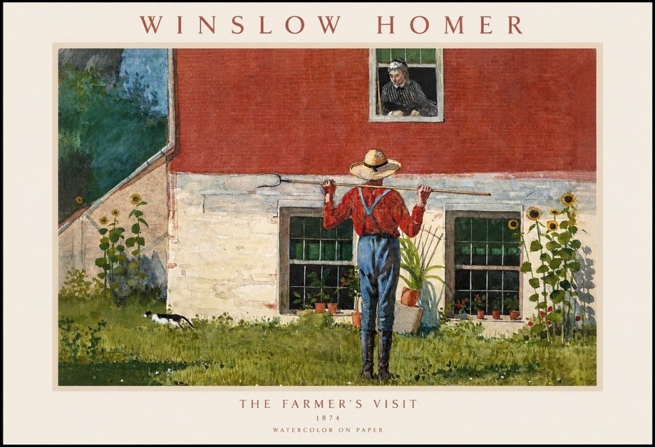 Winslow Homer Farmer with Hoe No2 - Affiche