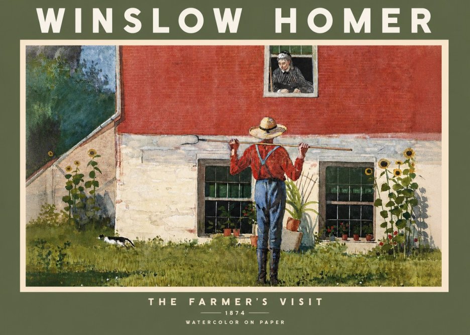 Winslow Homer Farmer with Hoe No3 - Affiche