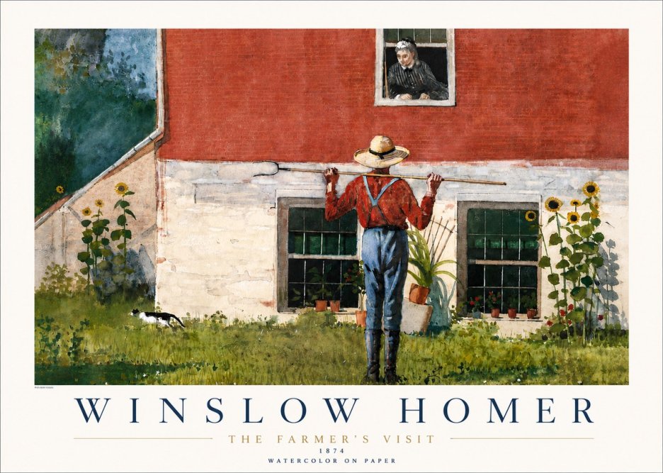 Winslow Homer Farmer with Hoe No4 - Affiche