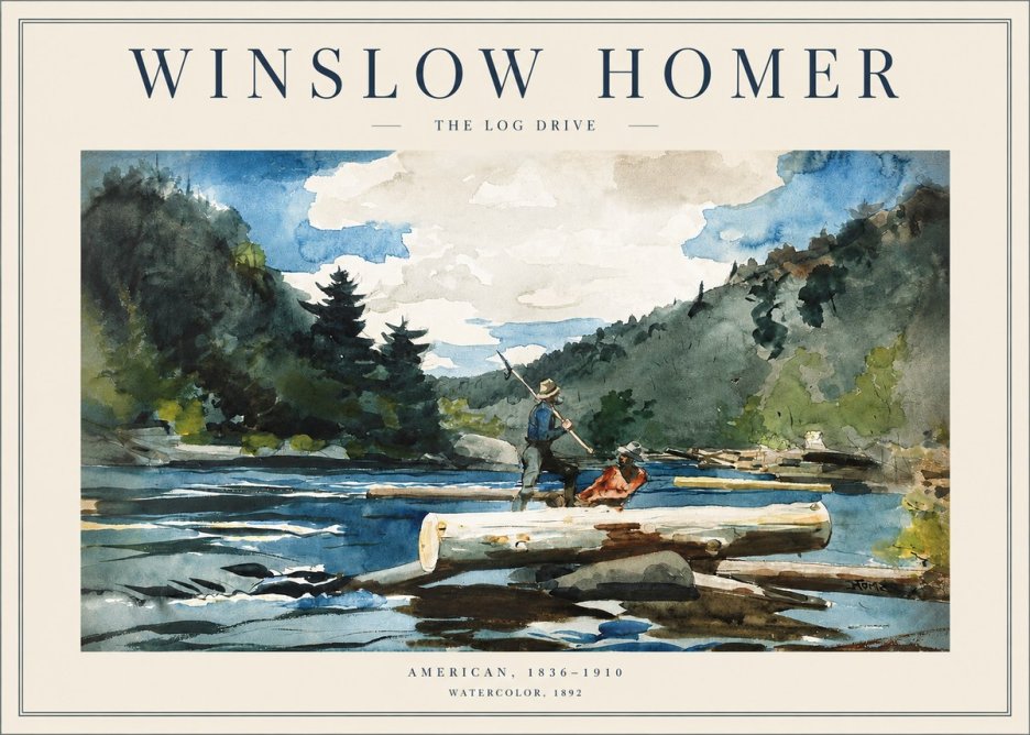 Winslow Homer The Log Drive No2 - Affiche