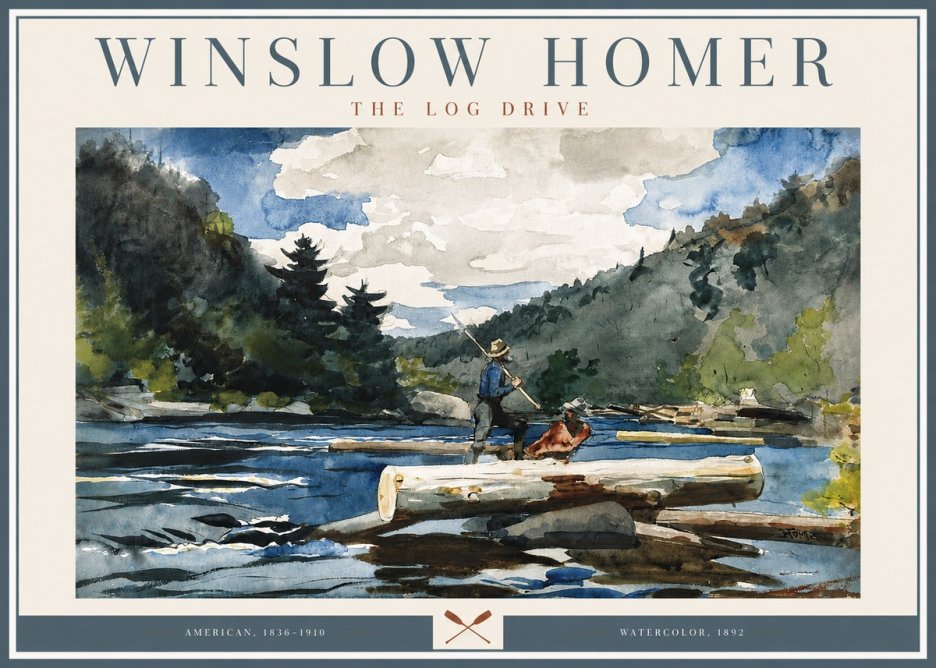 Winslow Homer The Log Drive No3 - Affiche
