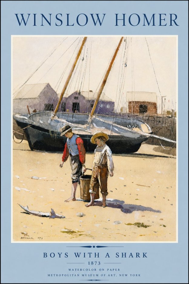 Winslow Homer Boys with a Shark No3 - Affiche