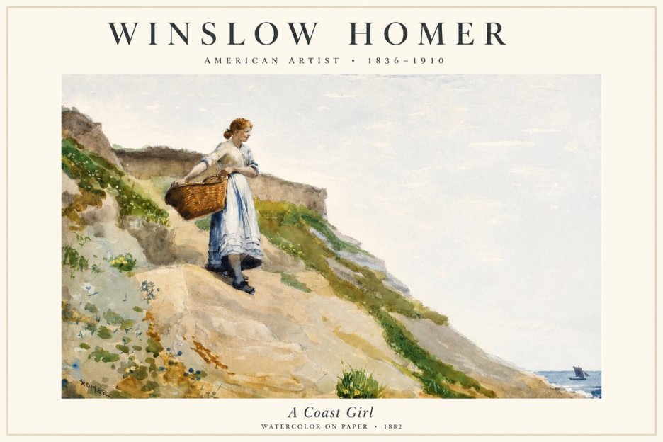 Winslow Homer A Coast Girl No1 - Affiche