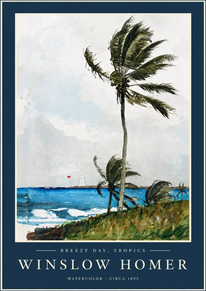 Winslow Homer Breezy Day, Tropics No2 - Affiche
