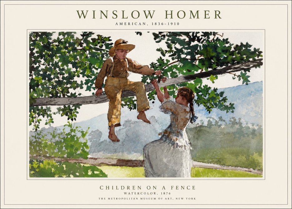 Winslow Homer Children on a Fence No1 - Affiche