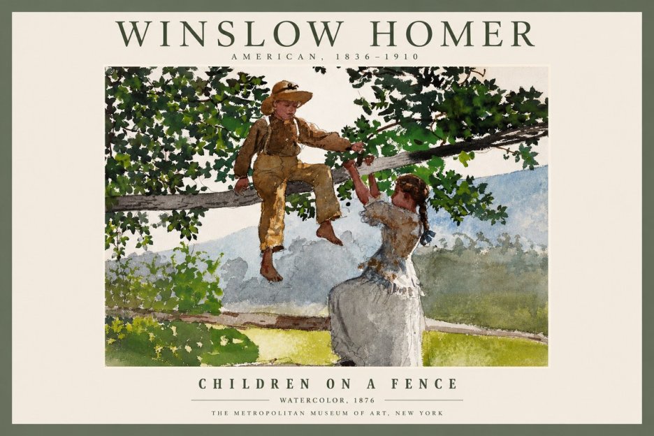 Winslow Homer Children on a Fence No2 - Affiche