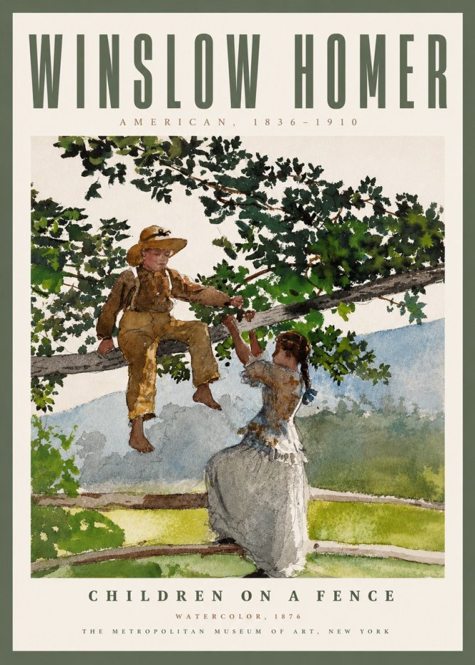 Winslow Homer Children on a Fence No4 - Affiche