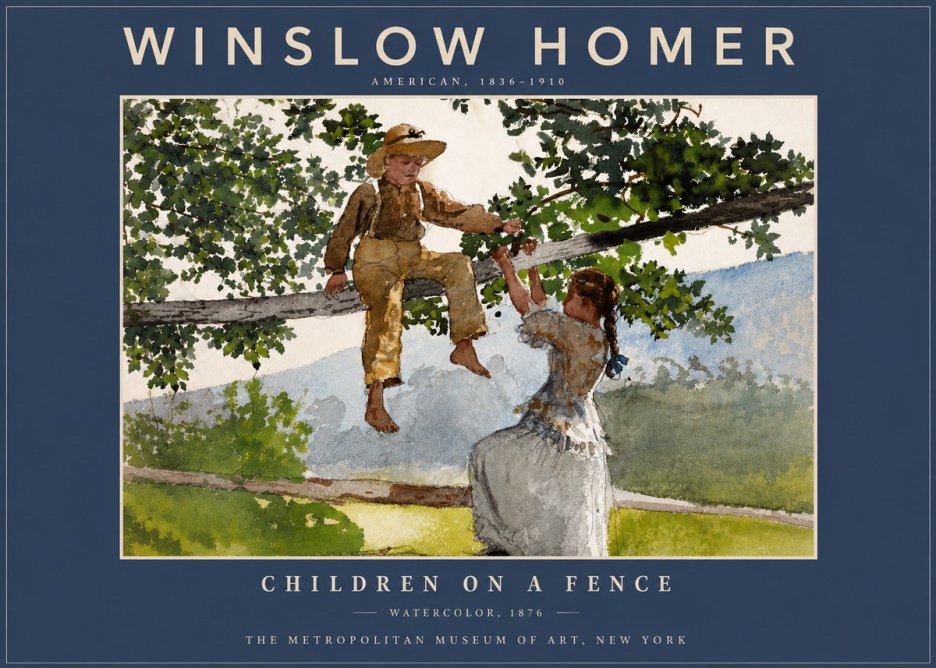 Winslow Homer Children on a Fence No6 - Affiche