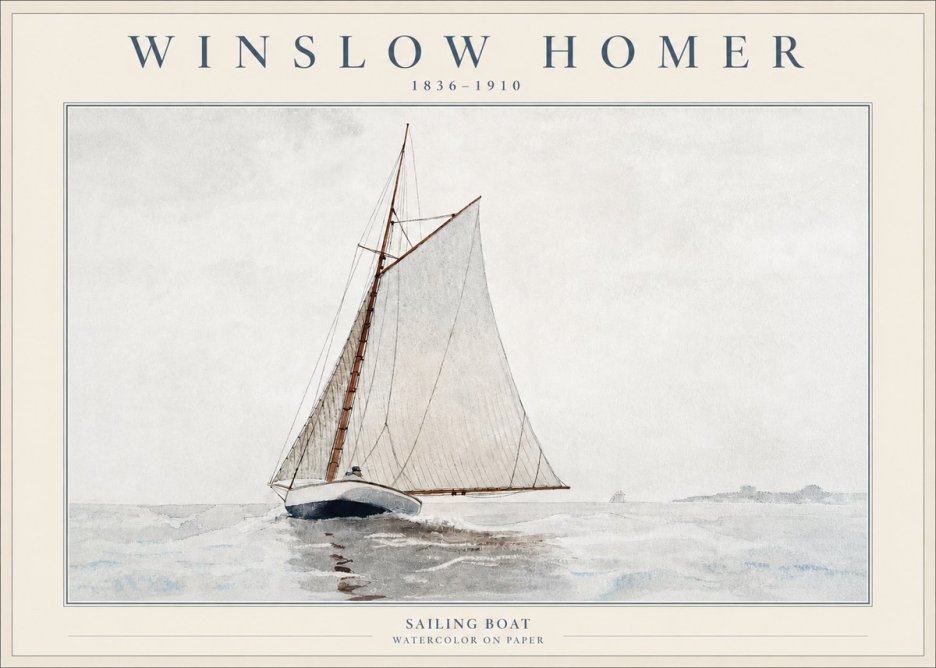 Winslow Homer Sailing Boat No2 - Affiche