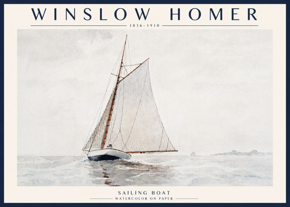 Winslow Homer Sailing Boat No6 - Affiche