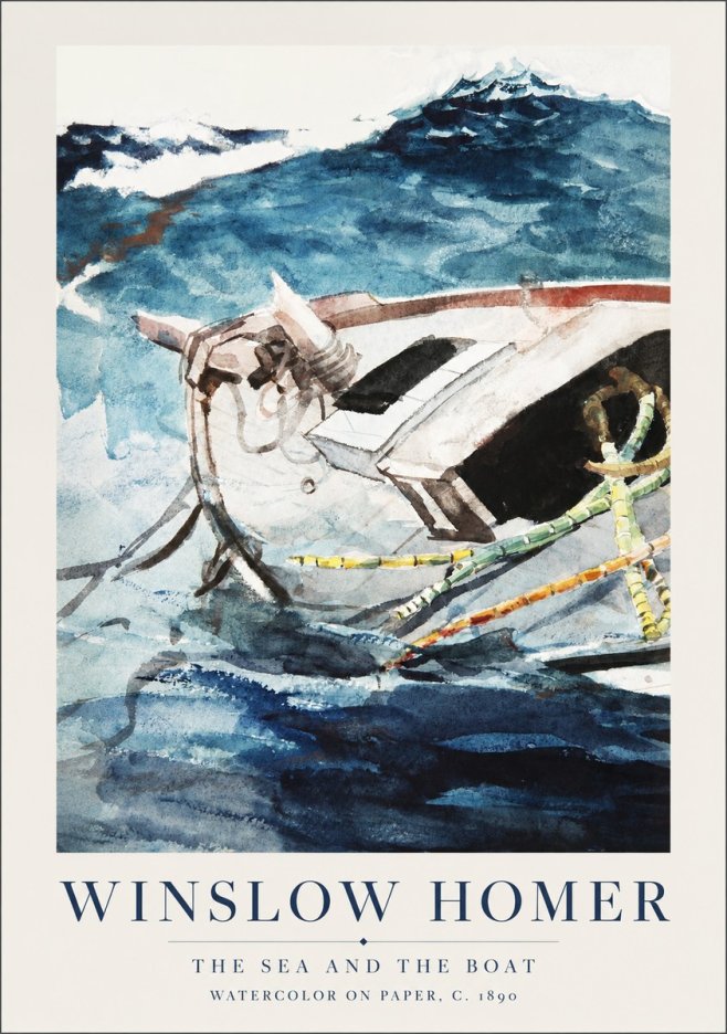 Winslow Homer The Sea and the Boat No1 - Affiche