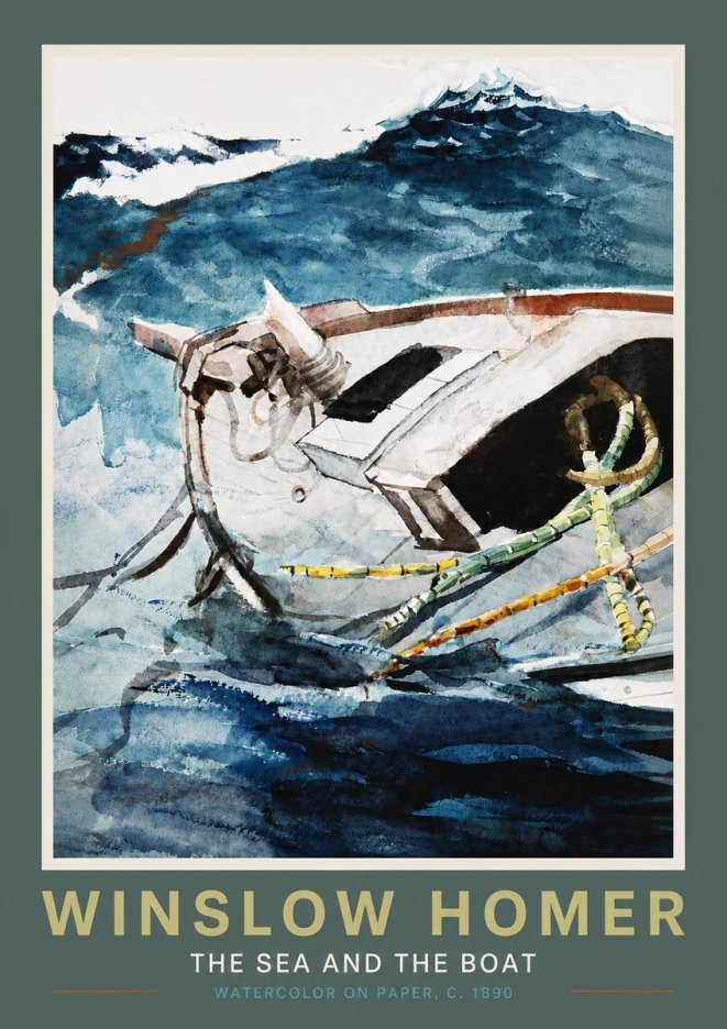 Winslow Homer The Sea and the Boat No4 - Affiche