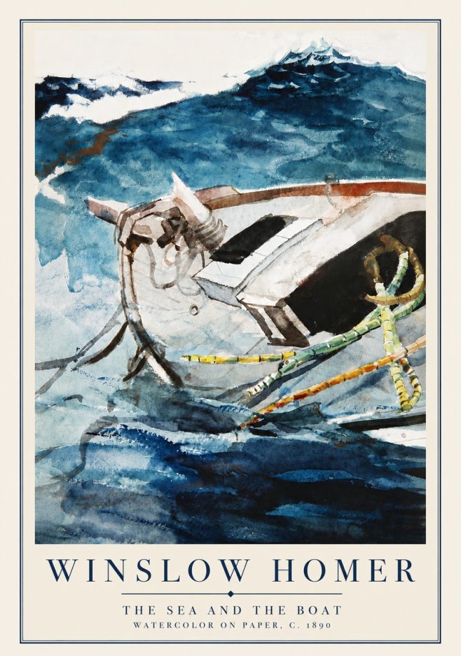 Winslow Homer The Sea and the Boat No5 - Affiche