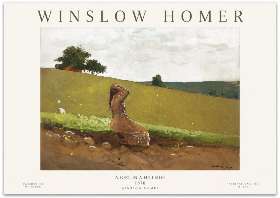 Winslow Homer A Girl in a Hillside No1 - Affiche