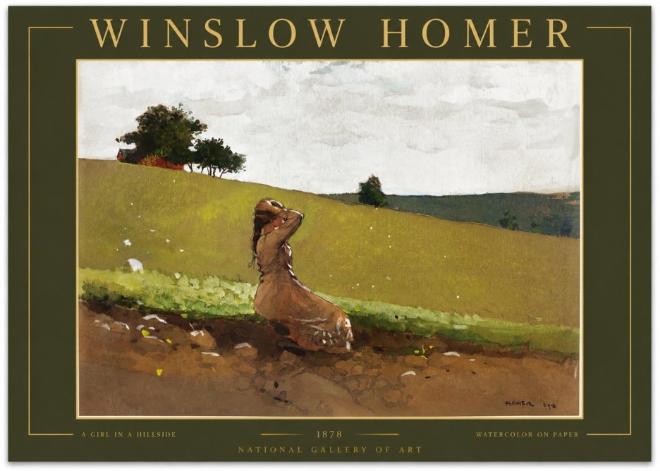 Winslow Homer A Girl in a Hillside No2 - Affiche