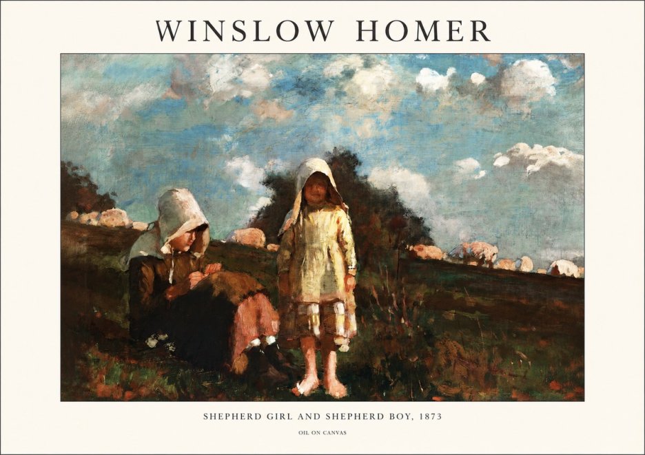Winslow Homer Shepherd Girl and Shepherd Boy, 1873 No1 - Affiche
