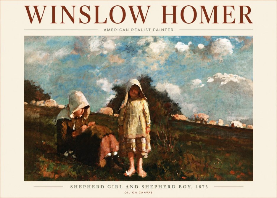 Winslow Homer Shepherd Girl and Shepherd Boy, 1873 No5 - Affiche