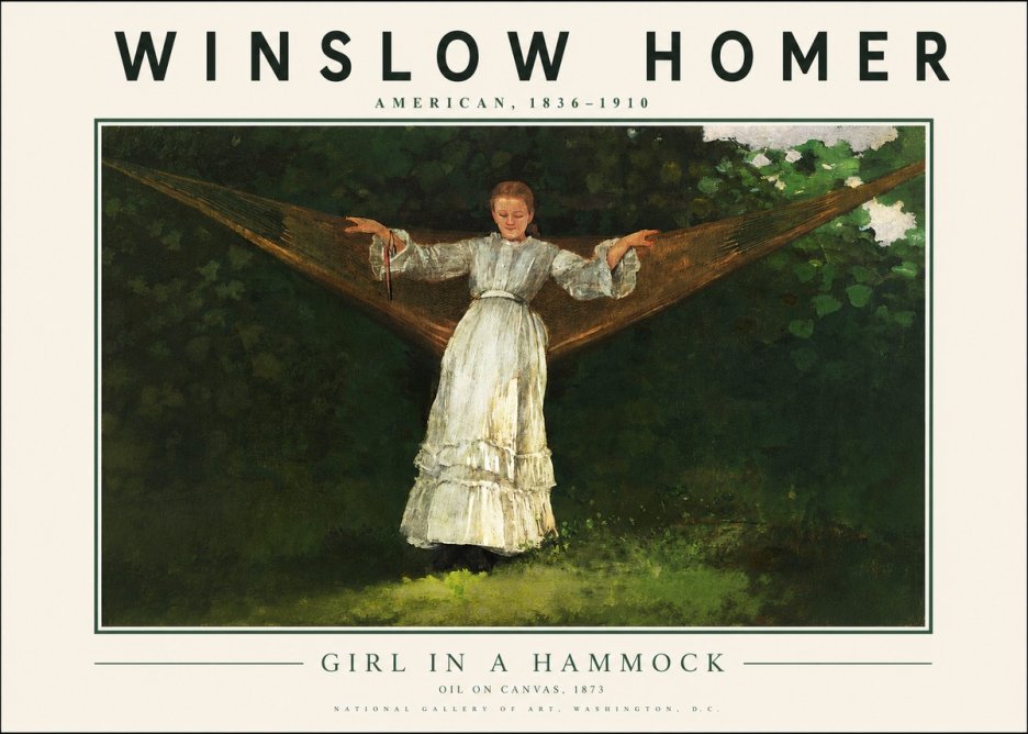 Winslow Homer Girl in a Hammock No2 - Affiche