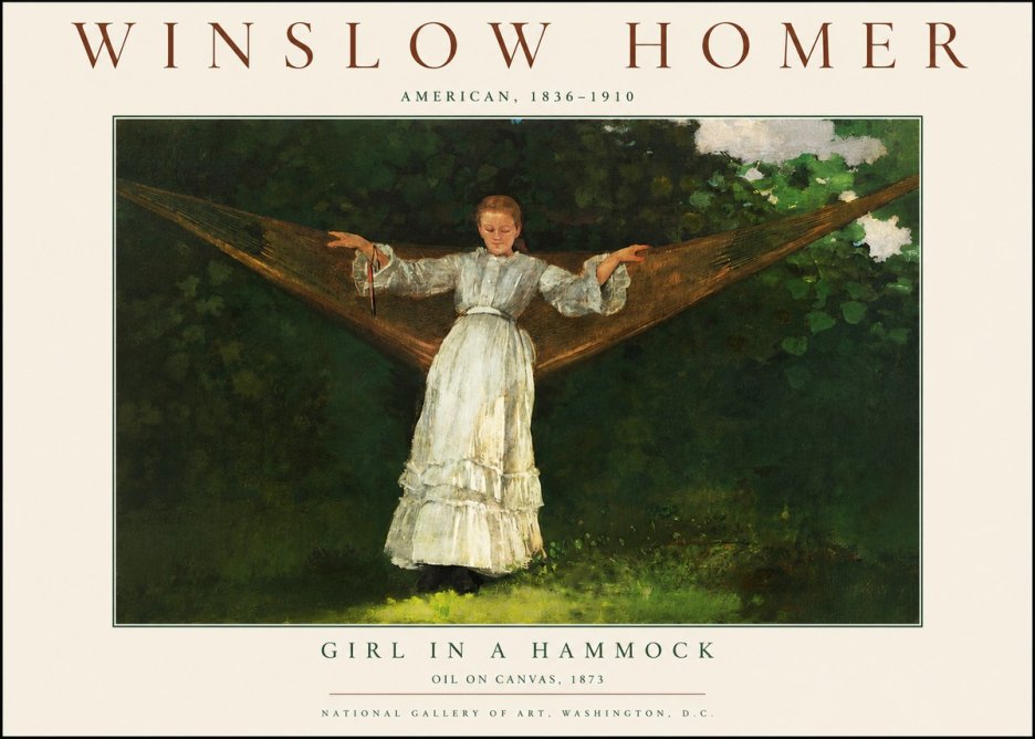 Winslow Homer Girl in a Hammock No3 - Affiche