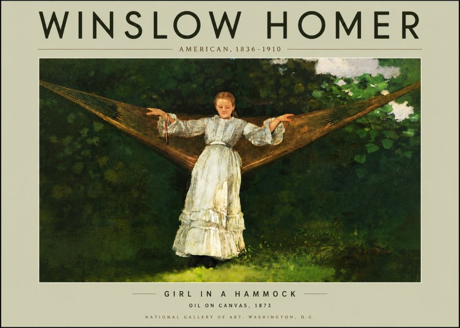 Winslow Homer Girl in a Hammock No4 - Affiche